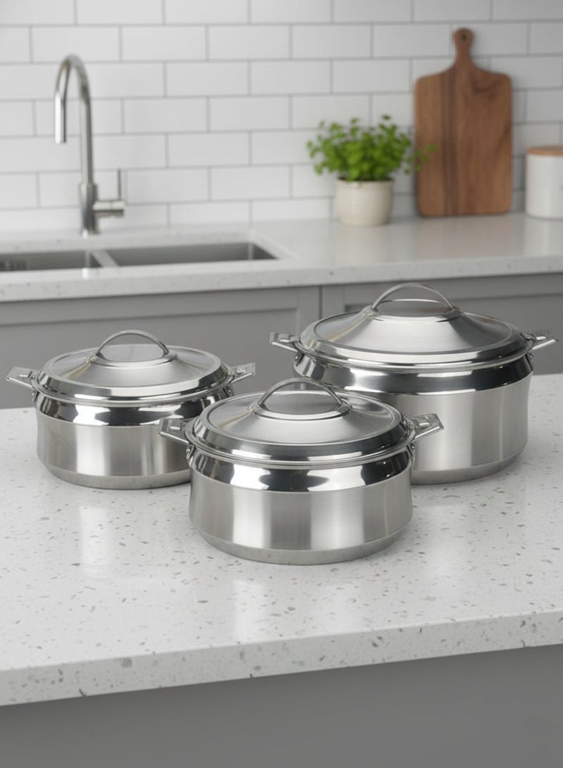 Maxima مجموعة من 3 أوعية تسخين من الفولاذ المقاوم للصدأ باللون الفضي - Image 4